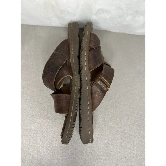 Born Hayka Sedona Leather Brown Slip On Sandals Womens Size 10