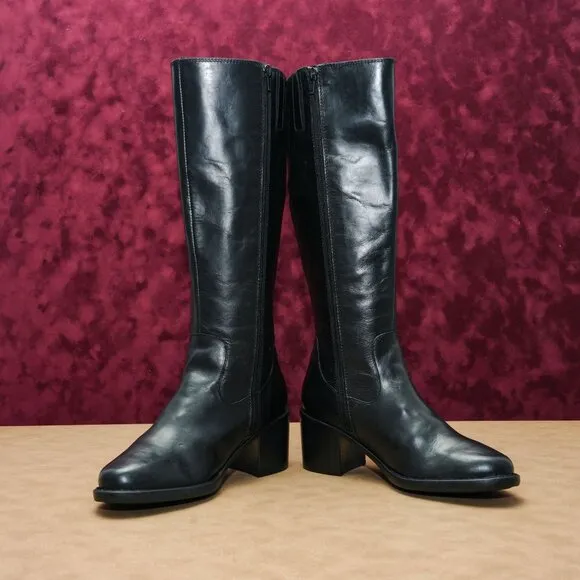 Born Women Harding Western Riding Black Leather Tall Boots sz 7.5