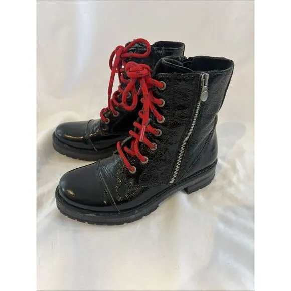 Bos &amp; Co Paulie Lined Waterproof Patent Leather Women's Boots Black Sz 37 (7 US)