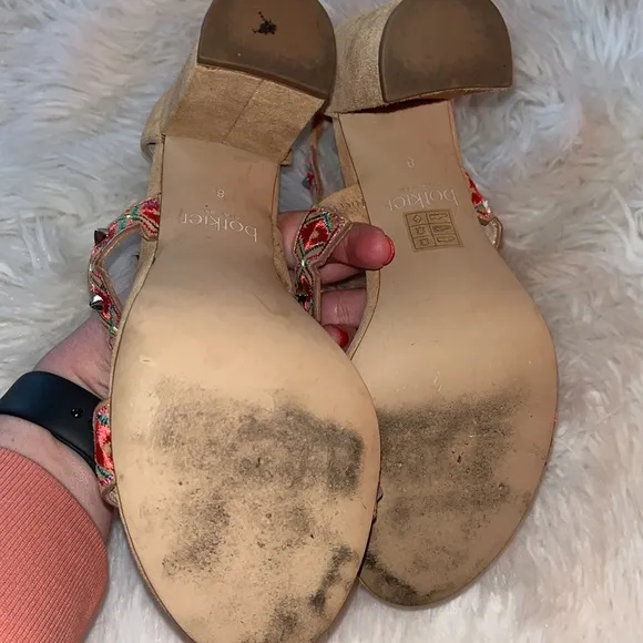 Botkier Gigi Sandals Suede Embellished Pink Studded Block Heel Sz 8