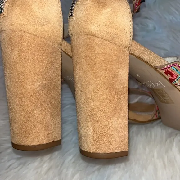 Botkier Gigi Sandals Suede Embellished Pink Studded Block Heel Sz 8