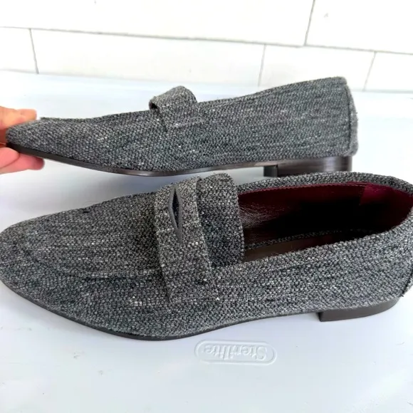 Bougeotte Flaneur Wool-Blend Gray Tweed Penny Loafers size 41