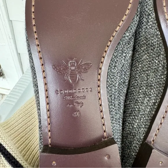Bougeotte Flaneur Wool-Blend Gray Tweed Penny Loafers size 41