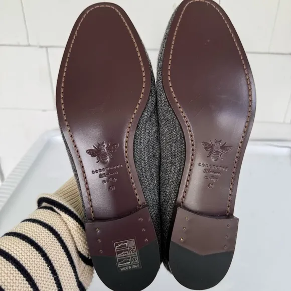 Bougeotte Flaneur Wool-Blend Gray Tweed Penny Loafers size 41