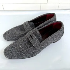 Bougeotte Flaneur Wool-Blend Gray Tweed Penny Loafers size 41