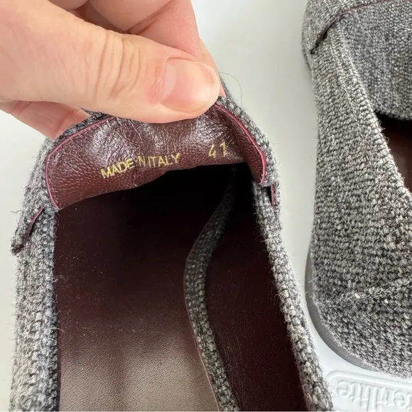 Bougeotte Flaneur Wool-Blend Gray Tweed Penny Loafers size 41