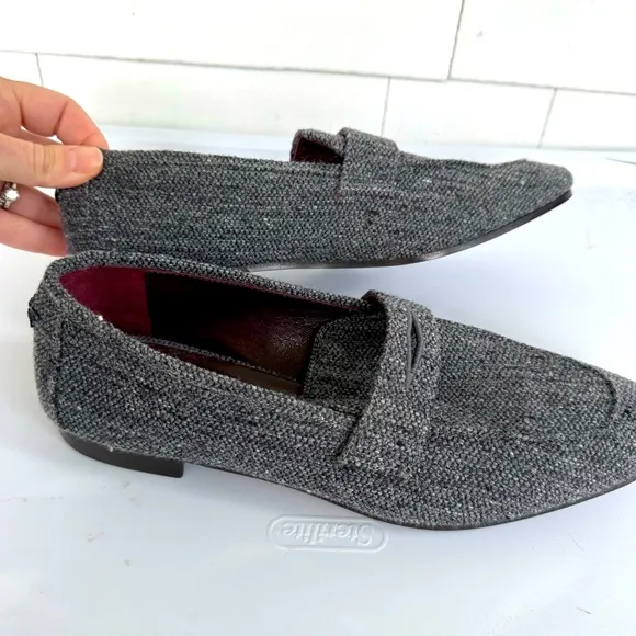 Bougeotte Flaneur Wool-Blend Gray Tweed Penny Loafers size 41
