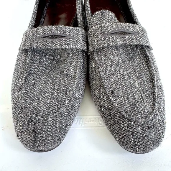 Bougeotte Flaneur Wool-Blend Gray Tweed Penny Loafers size 41