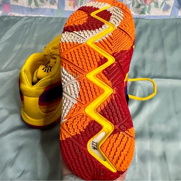 Boy’s Nike Kyrie 4 Decade 70s Yellow Basketball Sneakers