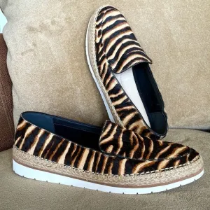 Brand New Kenneth Cole Jaxx Real Calf Hair Zebra-Print Espadrille Loafers