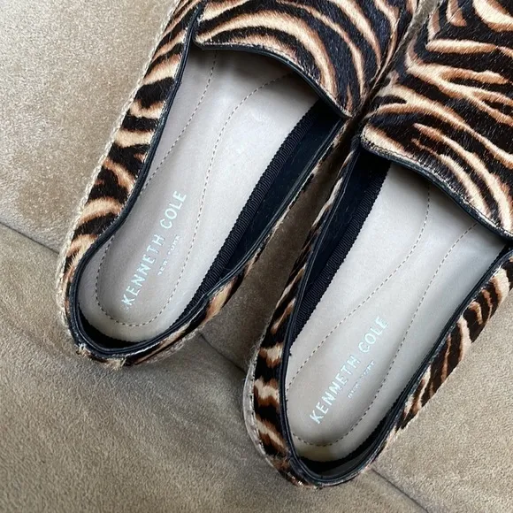 Brand New Kenneth Cole Jaxx Real Calf Hair Zebra-Print Espadrille Loafers