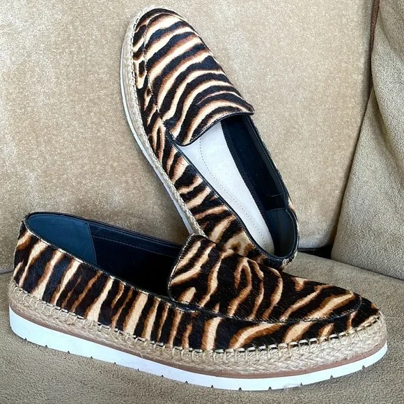 Brand New Kenneth Cole Jaxx Real Calf Hair Zebra-Print Espadrille Loafers