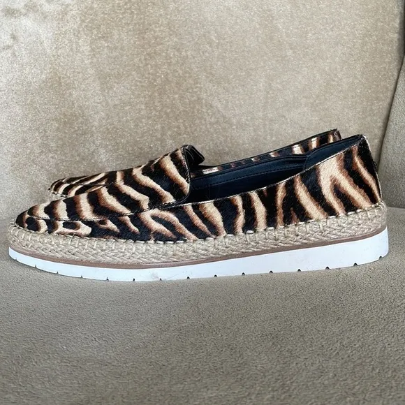 Brand New Kenneth Cole Jaxx Real Calf Hair Zebra-Print Espadrille Loafers