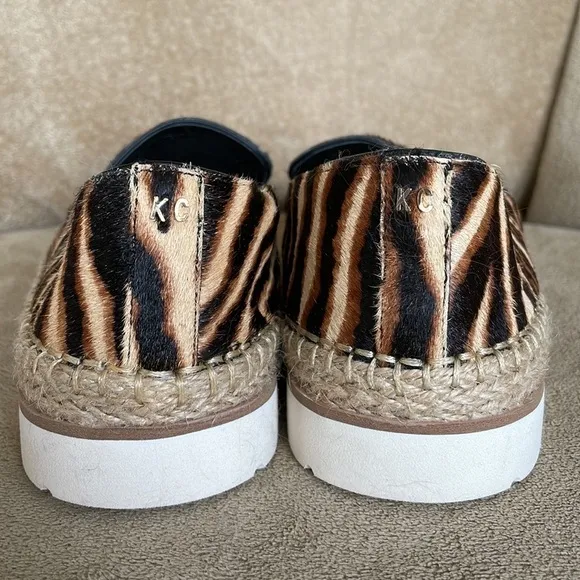 Brand New Kenneth Cole Jaxx Real Calf Hair Zebra-Print Espadrille Loafers