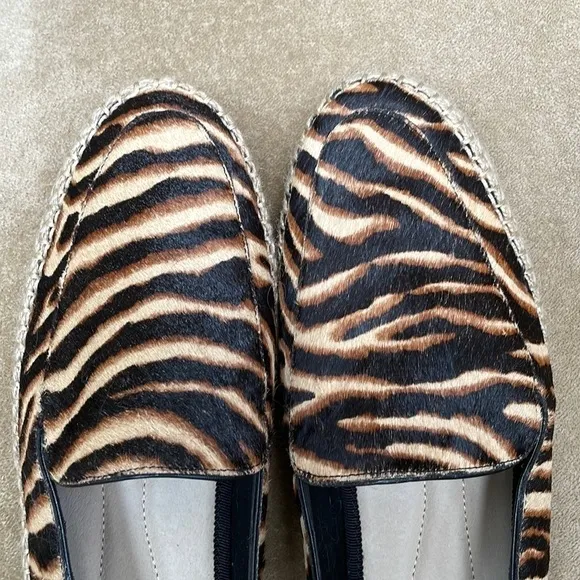 Brand New Kenneth Cole Jaxx Real Calf Hair Zebra-Print Espadrille Loafers