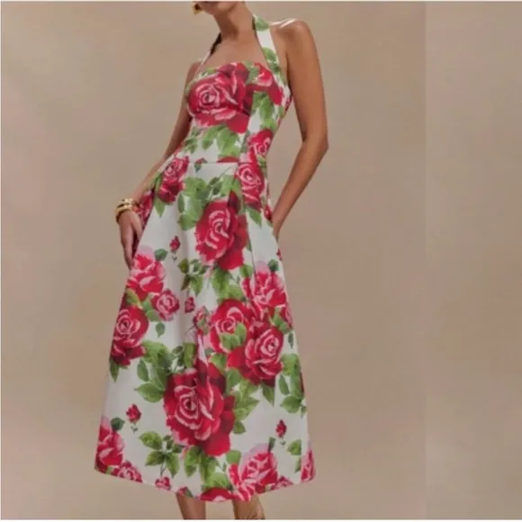 Brand New - Meshki Juana Halter Midi Dress in Sonia Rose Print - Size S - NWT