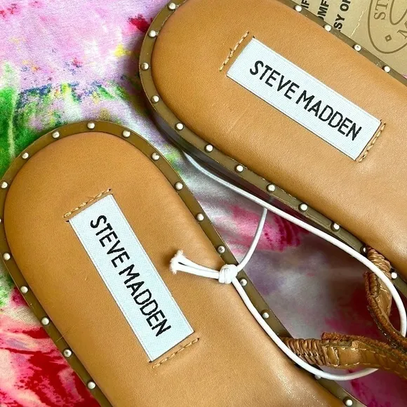 Brand New Steve Madden Rhinestone Multi Strap Slides Sandals Sparkle Studded