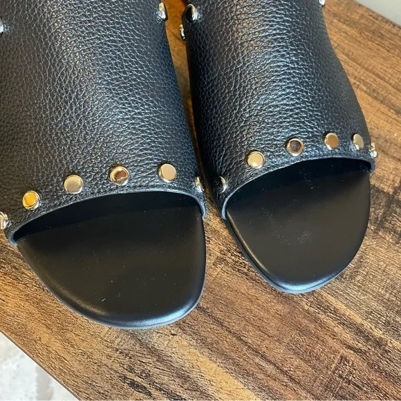 BRIGHTON Night Black Leather Studded Sandals Size 8.5