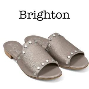 Brighton Pretty Tough Night Studded Pearl Leather Sandals Size 7