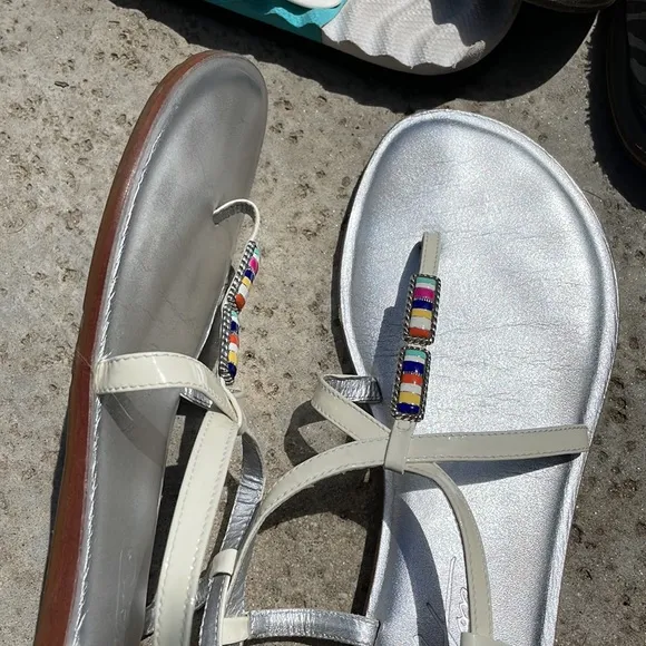 Brighton White Leather Thong Sandals