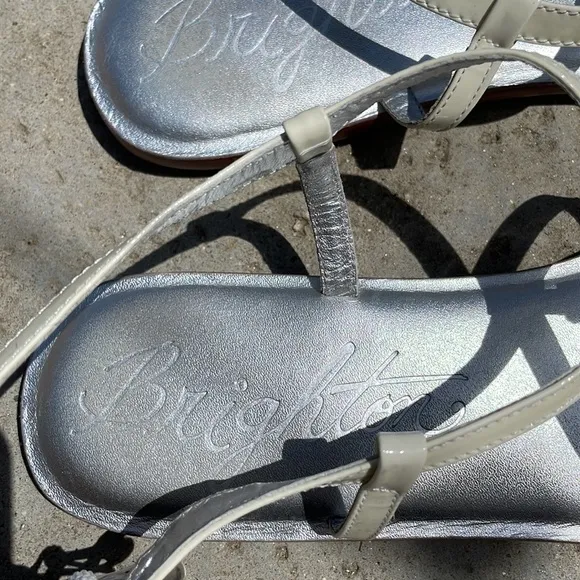 Brighton White Leather Thong Sandals