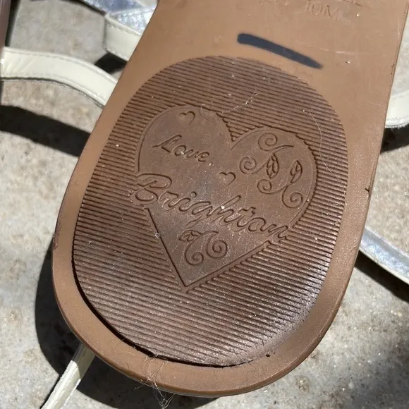 Brighton White Leather Thong Sandals
