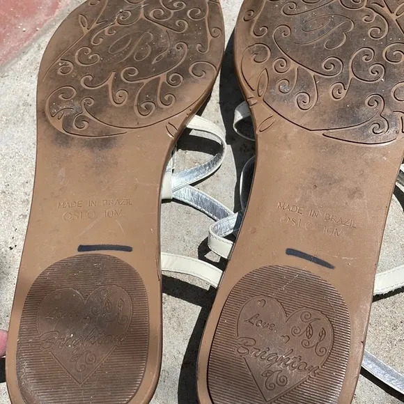 Brighton White Leather Thong Sandals