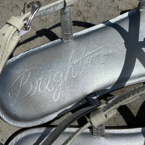 Brighton White Leather Thong Sandals