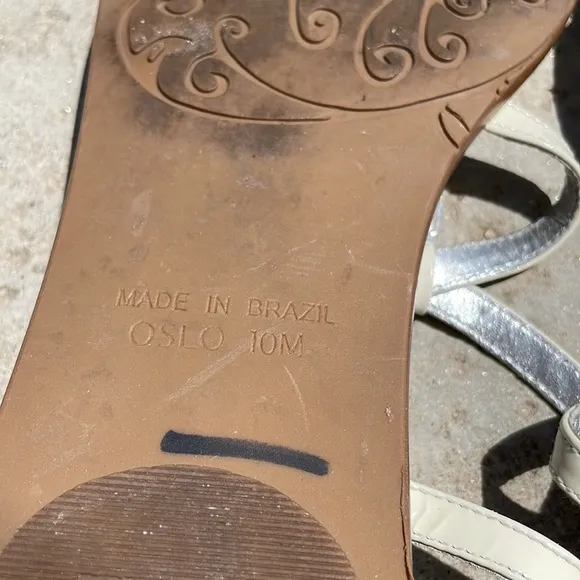 Brighton White Leather Thong Sandals