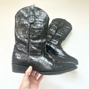 Buitre Veari Men’s Cowboy Boots Black Exotic Leather Sz 30 (US 10.5) Pointed Toe