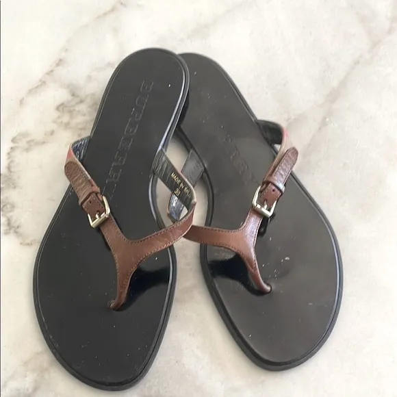 Burberry Black and Brown Sandals