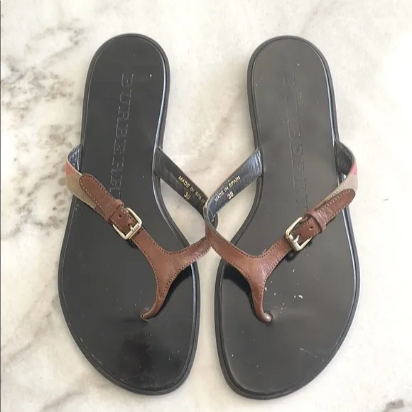 Burberry Black and Brown Sandals