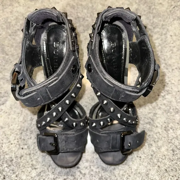 Burberry Leather Studded Accents Black Women's Sandals size 39, US9