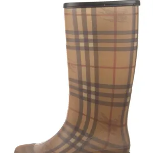 Burberry Tan Plaid Winter &amp; Rain Boots 38 GC