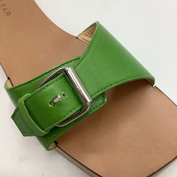 By Far Green Leather Wooden Clog Sandals