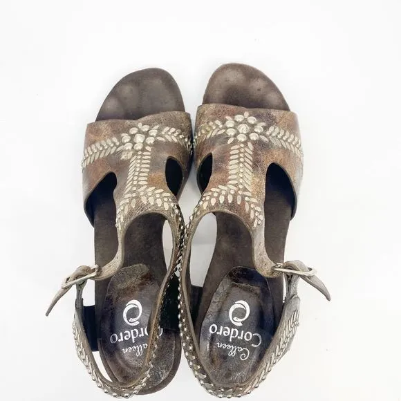 Calleen Cordero Aztec Studded T Strap Sandals 9.5
