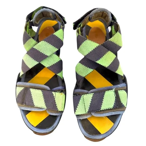 Camper X Bernhard Willhelm Himalayan Malibu Sandals 8 Chunky Zigzag Blue Green