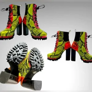 Cape Robbin Neon Snake Print Platform Boots Size 6M – Eye-Catching &amp; Rare!