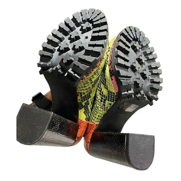 Cape Robbin Neon Snake Print Platform Boots Size 6M – Eye-Catching &amp; Rare!