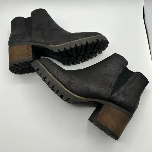 Carlos by Carlos Santana Womens 8.5 Ankle Boots Zips Lug Sole 3&quot; Chunky Heel