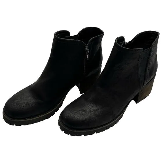 Carlos by Carlos Santana Womens 8.5 Ankle Boots Zips Lug Sole 3&quot; Chunky Heel