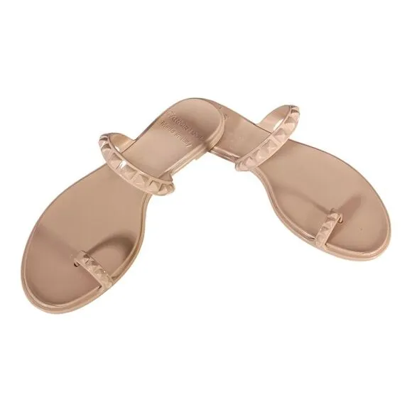 Carmen Sol Maria Flat Jelly Sandals Beige Women's 36/US 6 Made in Italy