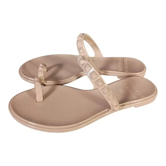 Carmen Sol Maria Flat Jelly Sandals Beige Women's 36/US 6 Made in Italy