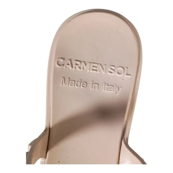 Carmen Sol Maria Flat Jelly Sandals Beige Women's 36/US 6 Made in Italy