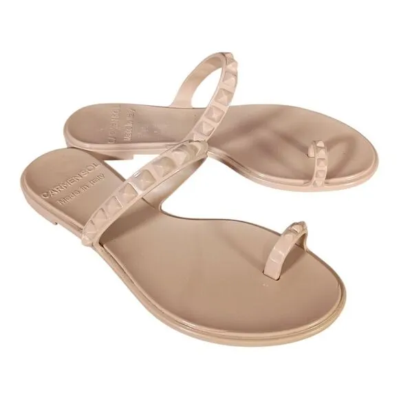 Carmen Sol Maria Flat Jelly Sandals Beige Women's 36/US 6 Made in Italy