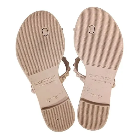Carmen Sol Maria Flat Jelly Sandals Beige Women's 36/US 6 Made in Italy