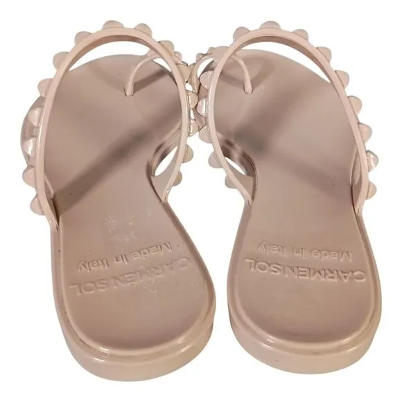 Carmen Sol Maria Flat Jelly Sandals Beige Women's 36/US 6 Made in Italy