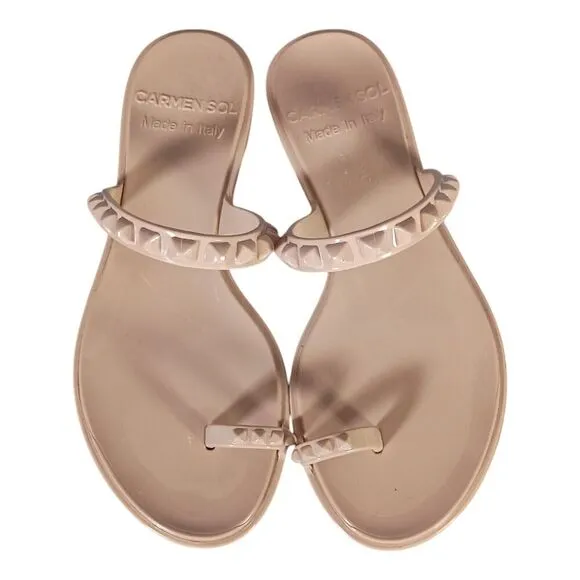 Carmen Sol Maria Flat Jelly Sandals Beige Women's 36/US 6 Made in Italy