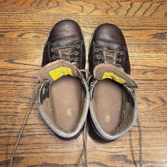CAT Chunky Brown Leather Steel Toe Lace Up Boots Women’s 11