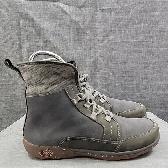 Chaco Boots Womens Barbary Chukka Waterproof Gray Hiking Boot Lace Up SZ 10.5